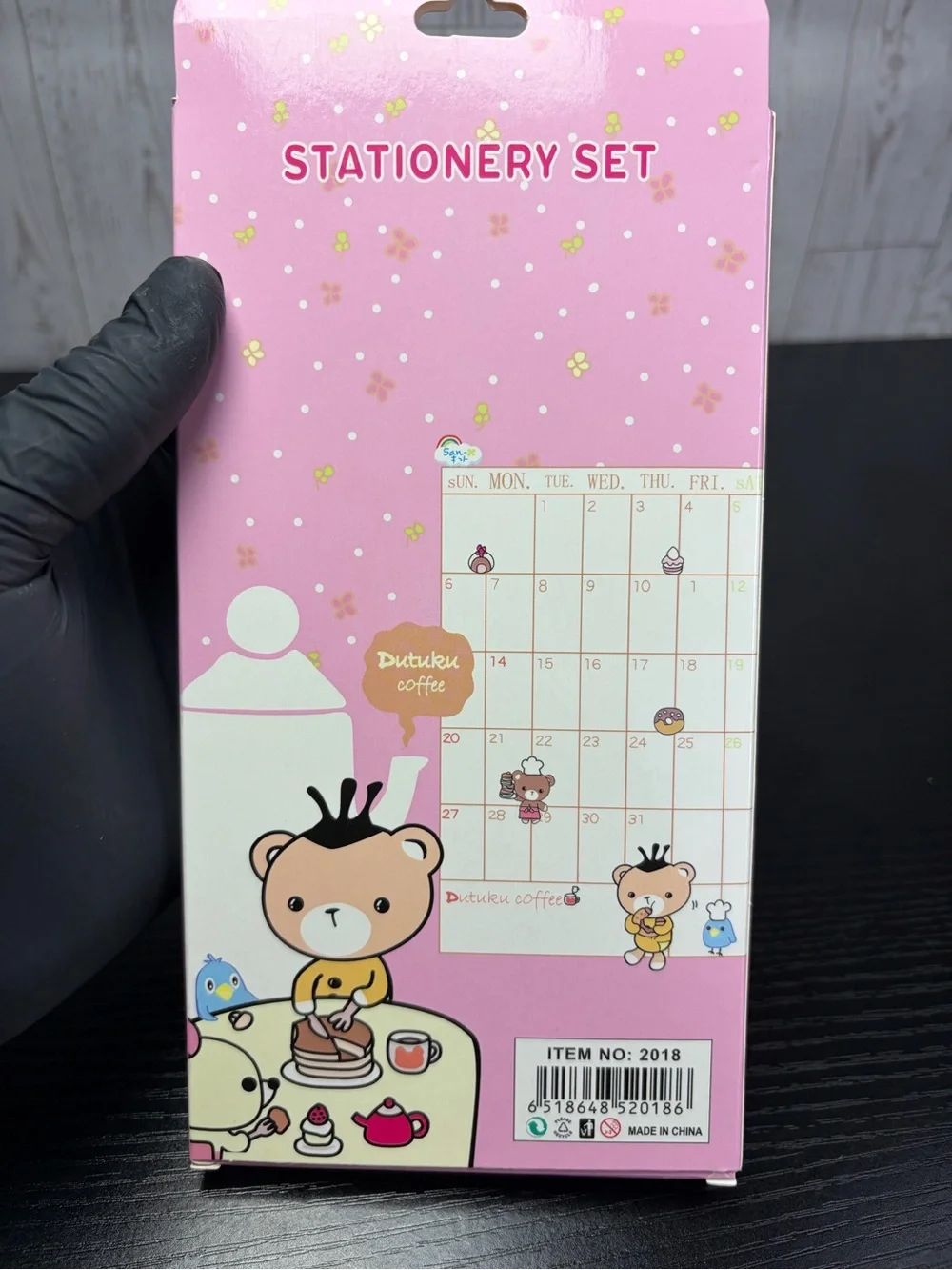 Kids Pink Bear Stationery Set -